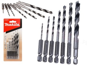 Wiertła do drewna zestaw 1/4" HEX 2 - 8 mm - 7 elementów Makita D-62371