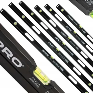 Zestaw  czarnych frezowanych poziomic PRO 40-200 - 8 sztuk