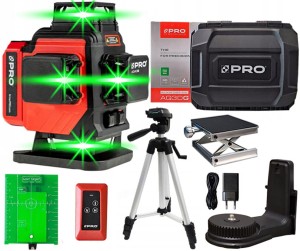 Laser Zielony Wieloliniowy PRO 4x360 AQ4DG PLUS Statyw